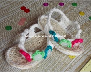 sandali infradito a uncinetto in cotone per bimba neonata