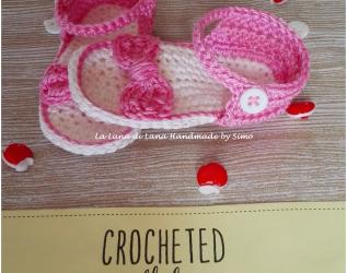  Sandali a uncinetto in cotone baby con fiocchetto per bimba neonata