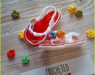 sandali infradito a uncinetto in cotone per bimba neonata
