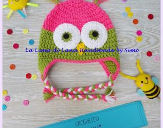 Cappellino a uncinetto a forma di Gufo da bambina o bambino