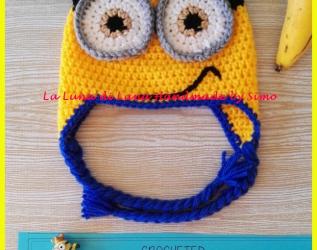 Cappellino uncinetto a forma di Minions per bambino o bambina