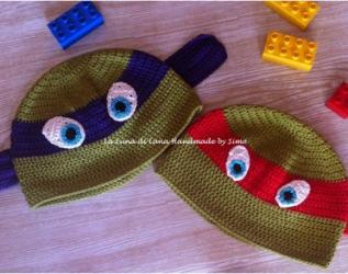 Cappellino uncinetto per Bambino ispirato alle Tartarughe Ninja 