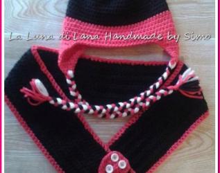 Cappello e sciarpa uncinetto per neonata o bambina ispirato a Minnie