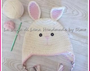  Cappello uncinetto per bimbo o bimba a forma di coniglietto