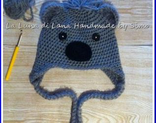 Cappellino per bambino o bambina  in lana, a forma di koala, fatto a uncinetto