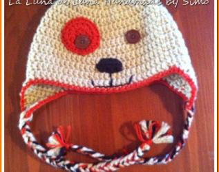 Cappello per bimbo a uncinetto, a forma di cagnolino
