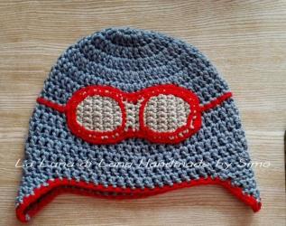 Cappellino neonato o bimbo in cotone, stile aviatore