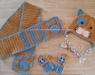 Cappello per bambino o bambina, con sciarpa e guanti coordinati