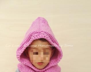 Cappuccio con scaldacollo per bambino o bambina