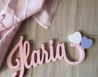 Scritta in legno personalizzata con doppio cuore DA APPOGGIO & APPENDERE