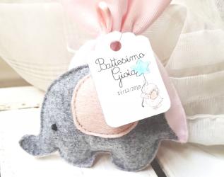 Bomboniera ELEFANTE PANNOLENCI  Portachiavi - Bomboniera Battesimo - Bomboniera Nascita- 