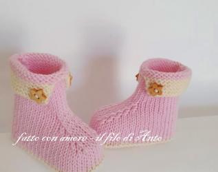 Scarpine stivaletto bambina in pura lana merinos
