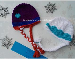 Cappellino ad uncinetto da bambina Elsa e Anna Frozen