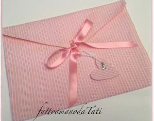 Busta cambio bebè in cotone a righe rosa e bianche