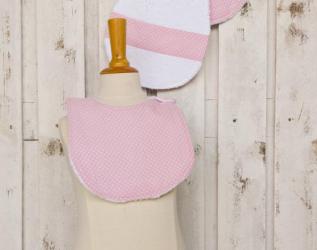 bavaglino e salvietta salvaspalla rosa a pois