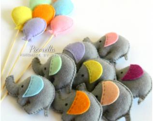 1 set (5 pz) Bomboniere Elefanti Colorati,  Compleanno, Nascita