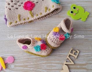 Cappellino e scarpine neonata uncinetto in cotone