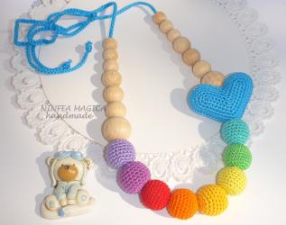 Collana da allattamento e babywearing con il cuore azzuro