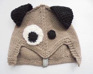 cappellino cagnolino da bambino/a in lana merino taglia 4-6 anni 