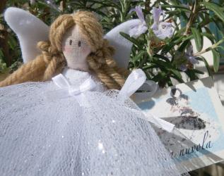 Angelo cm 11 in tulle bianco glitter