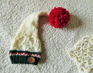 Cappellino elfo  di Natale bianco e verde taglia neonato