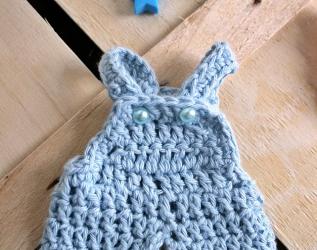 Bomboniera Battesimo o Nascita bambino -Salopette uncinetto (set di 5 bomboniere)