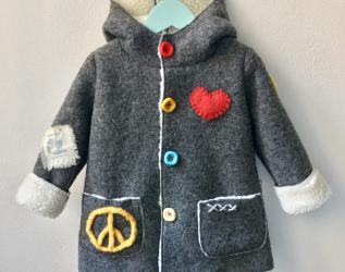 Ghiaccone bambino - giacchettino Peace & Love - cappotto bambino - cappottino bimba