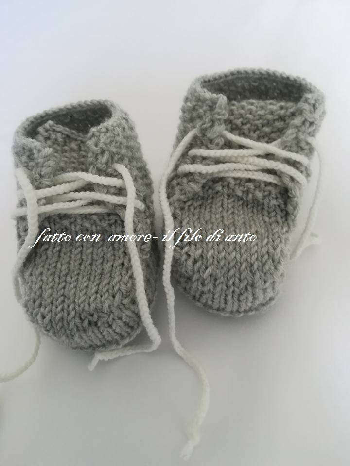 Scarpine bambino / bambina con laccetti in lana merinos