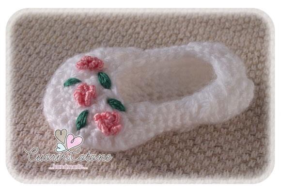 Scarpette neonata ballerine neonata fatte a mano