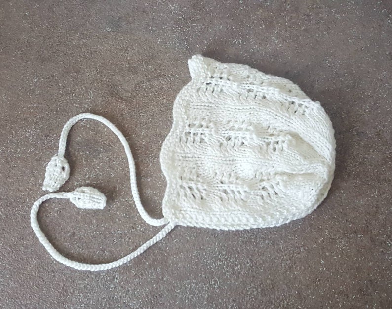 cuffietta vintage leggera per neonato in pura lana merino baby 0-3 mesi