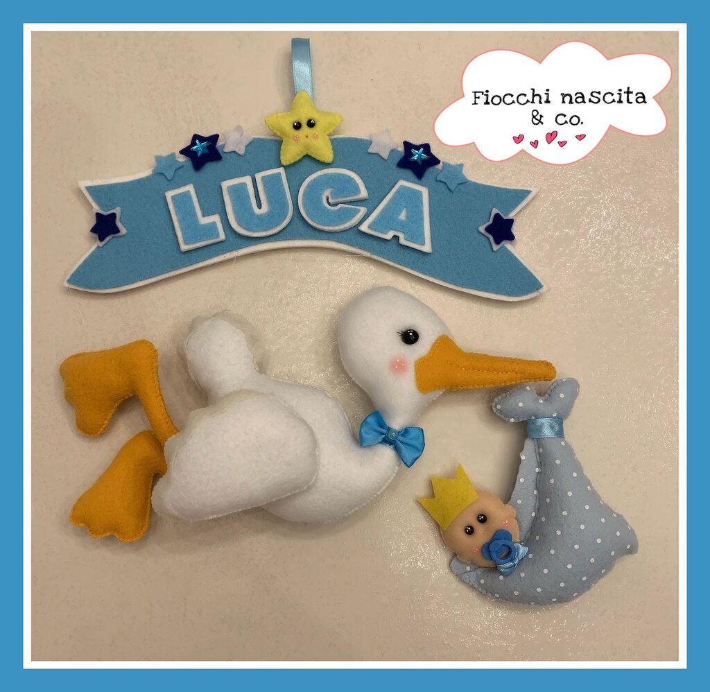 Quadro Nascita Personalizzato Con Cicogna - Cornice Legno, Dati Bambino - Foto 7