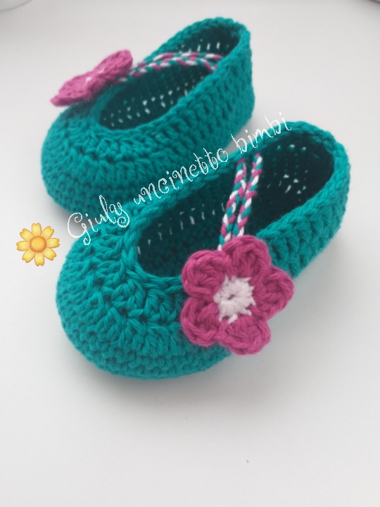 Scarpine ballerina neonata cotone uncinetto portafortuna neonato scarpette