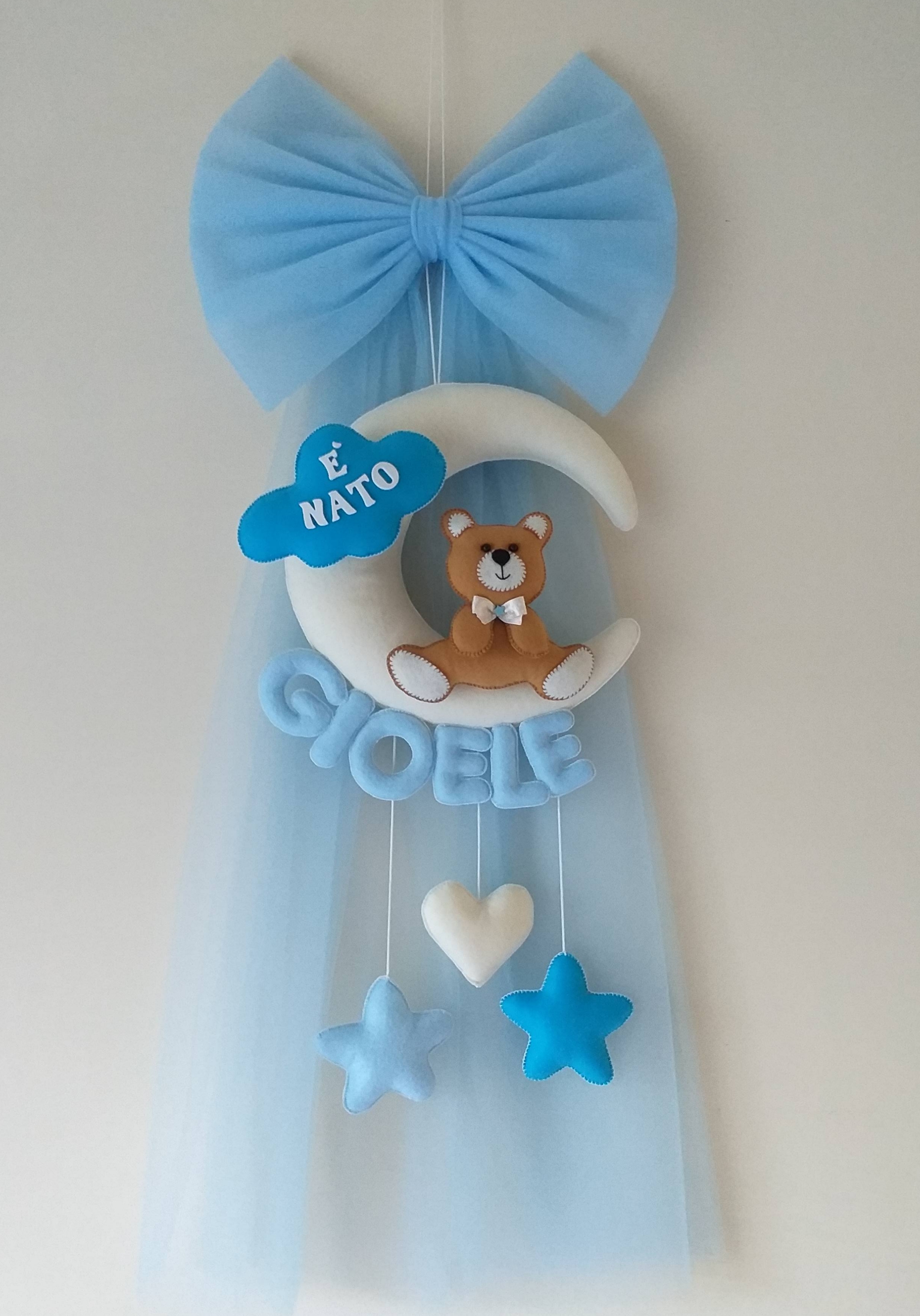 Fiocco Nascita Azzurro Con Orsetto - Personalizzabile - Foto 8