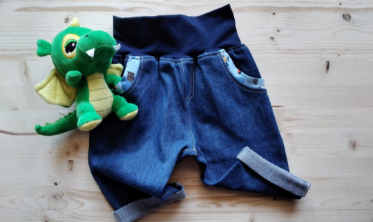 PANTALONE CHAMBRAY JEANS con tasca alla francese e a toppa sul dietro.  Handmade