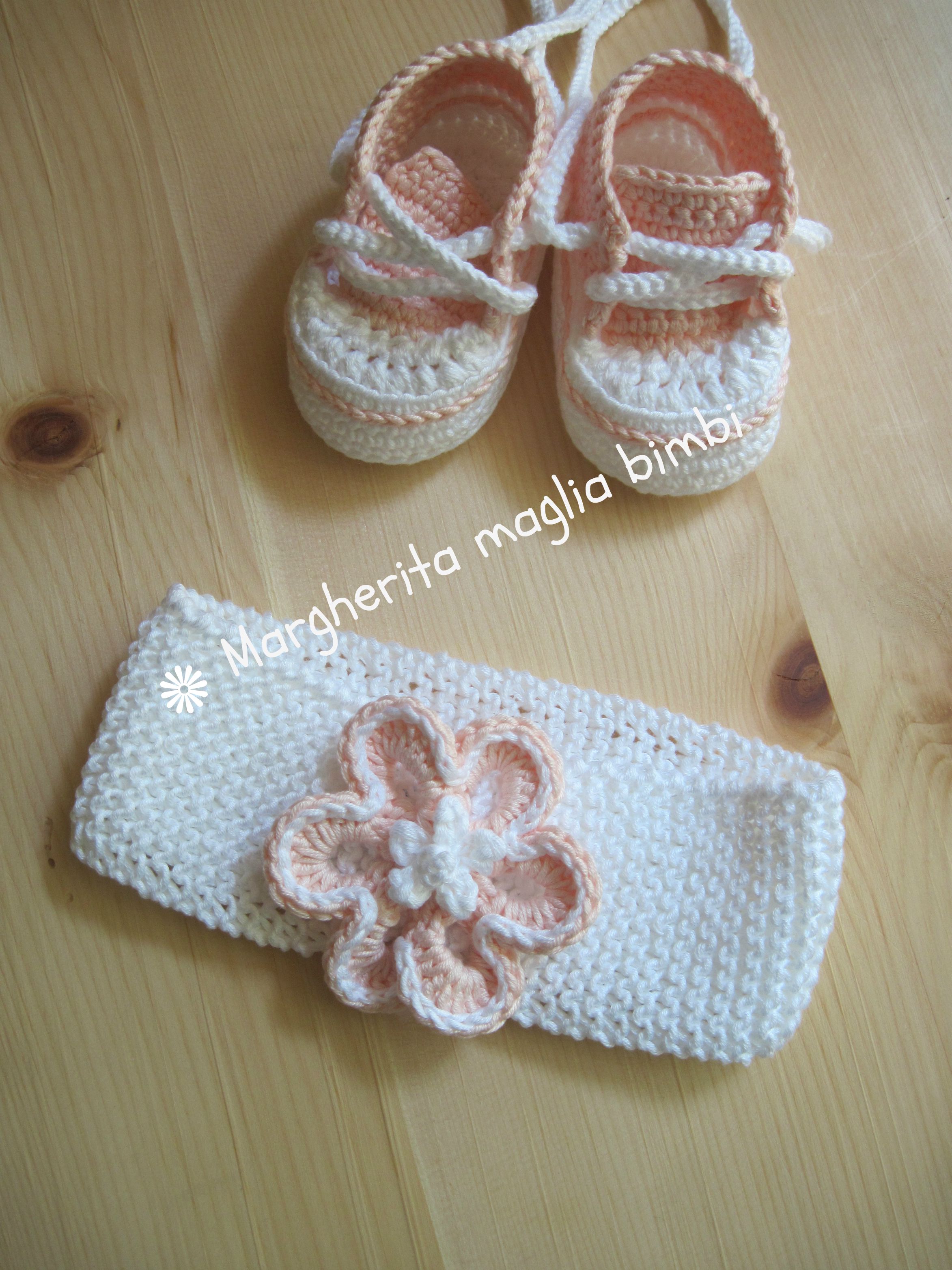 Fascia/fascetta neonata/bambina - cotone bianco - fiore rosa