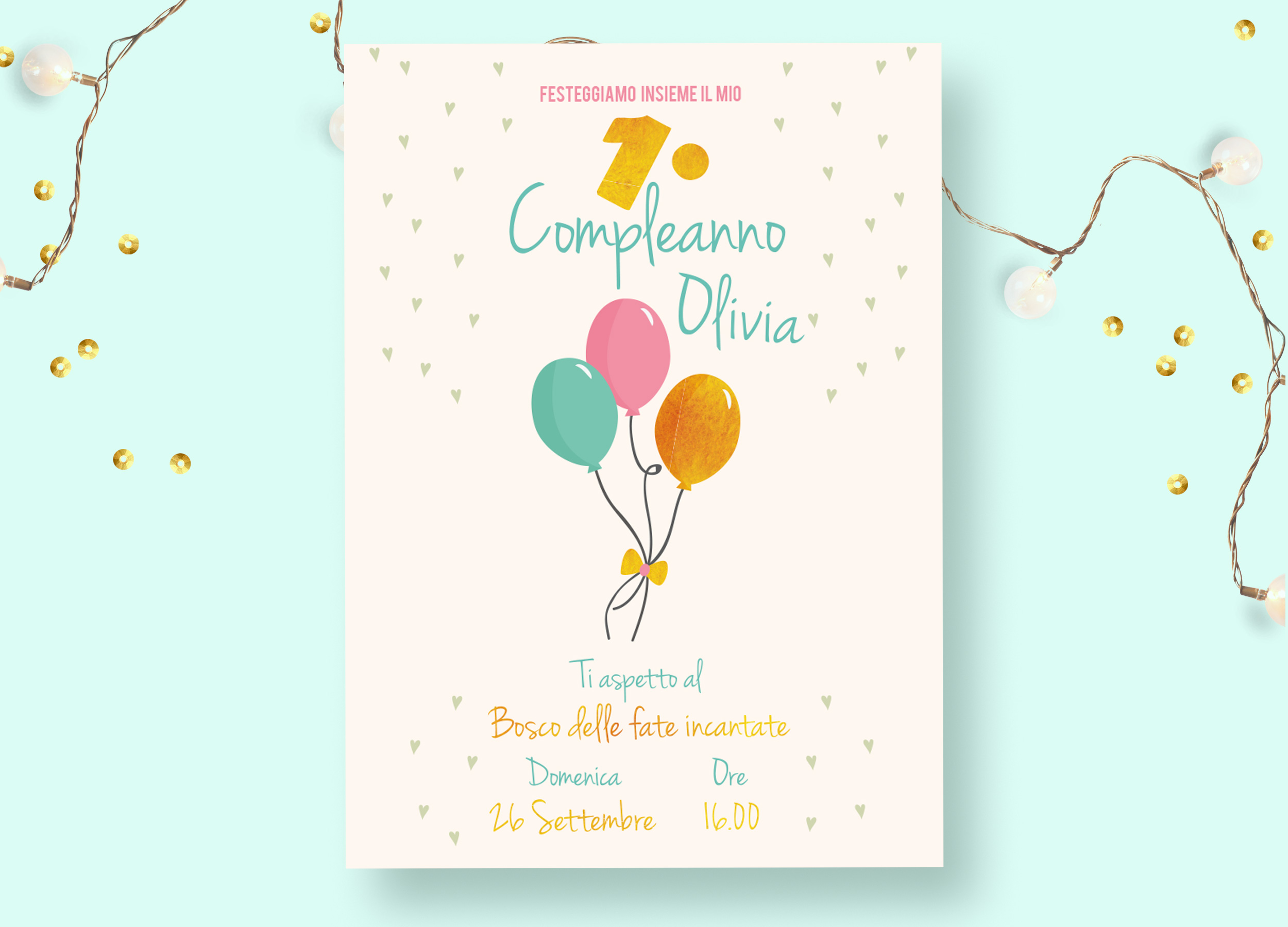Invito Digitale 1 Compleanno Con Palloncini