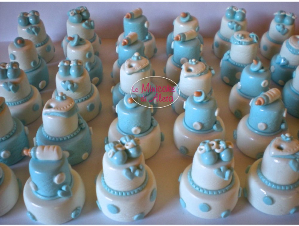 Mini cake azzurre set bebè Mini cake azzurre set bebè
