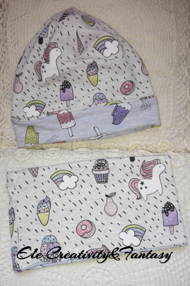 Set berretto e scaldacollo fashion double-face