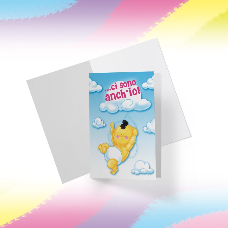 Biglietto Illustrato da stampare, download digitale, I love Beb, Ci sono anche io, Nascita