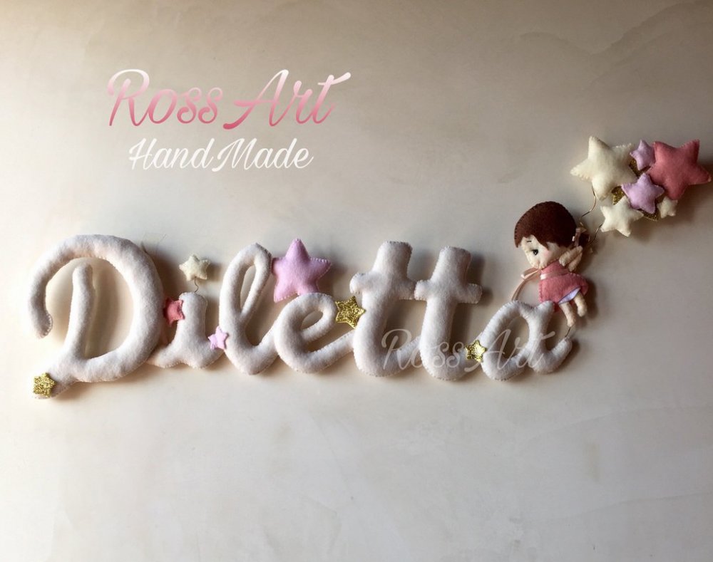 Banner nome pannolenci bimba/bimbo con stelle e bimbi su altalena