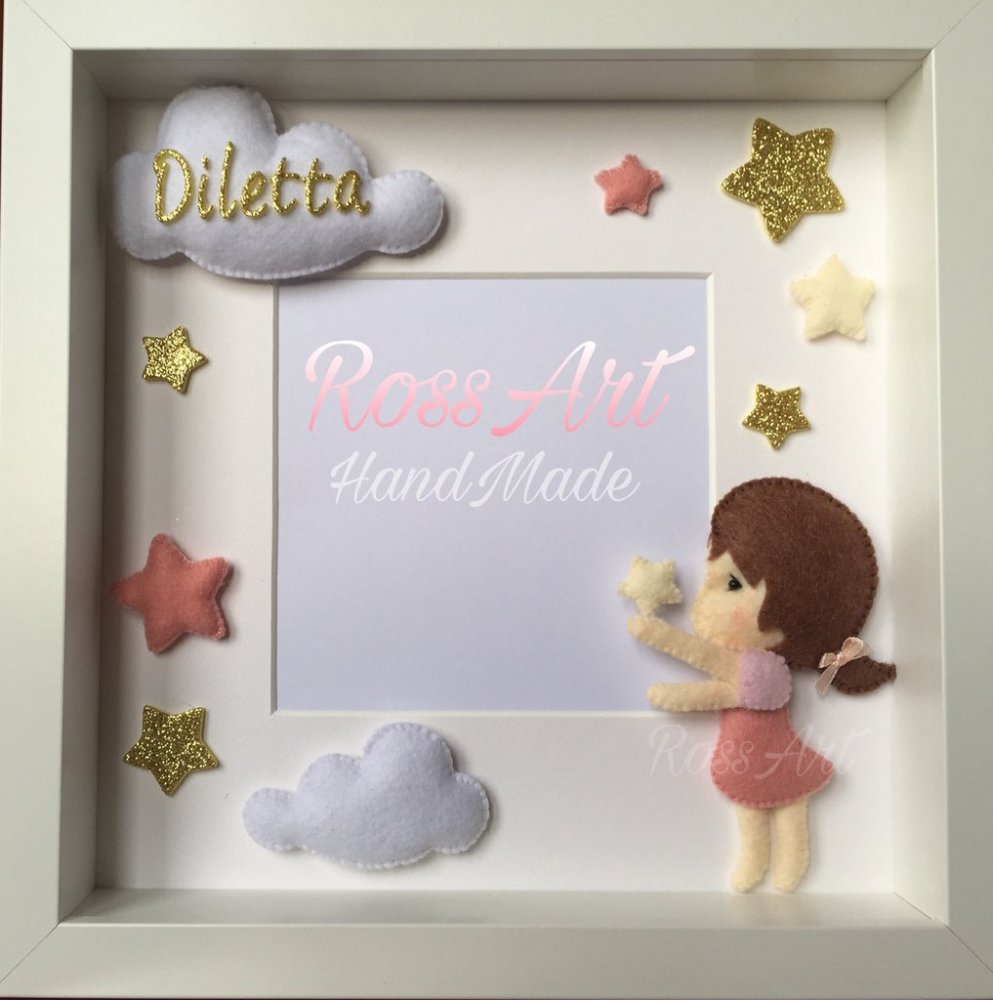 Cornice quadretto 2D bimba con stelline