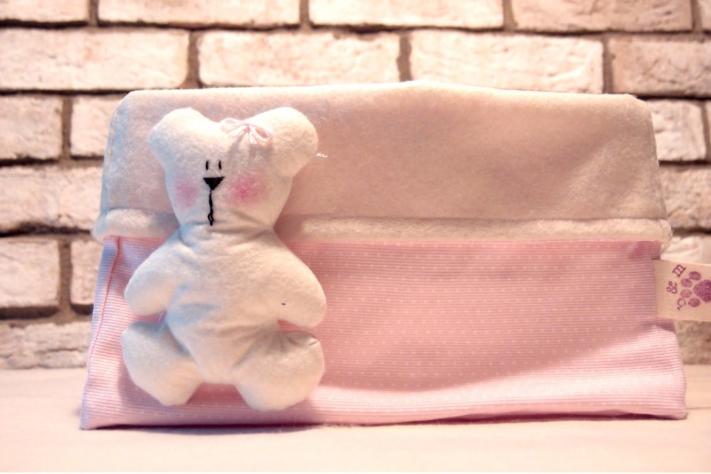 Cesta porta pannolini, portapannolini in tesuto, orsetto rosa