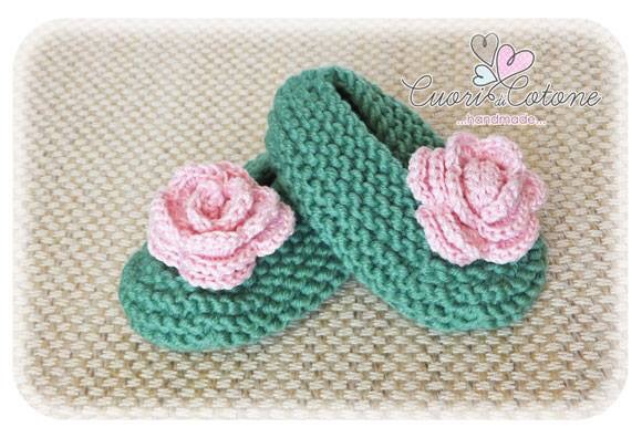 Babbucce per neonata con rosa