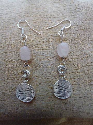 orecchino con quarzo rosa