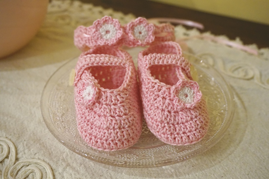 Scarpette Neonato con fascetta abbinata. 100%cotone