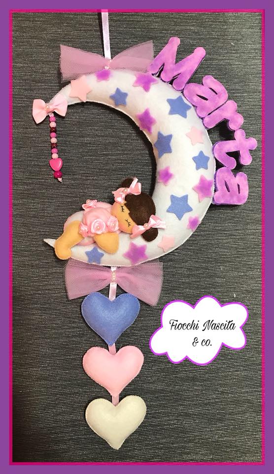 Fiocco nascita sweet girl con stelline