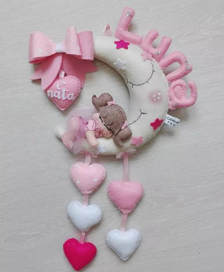 Fiocco nascita in pannolenci little princess in love