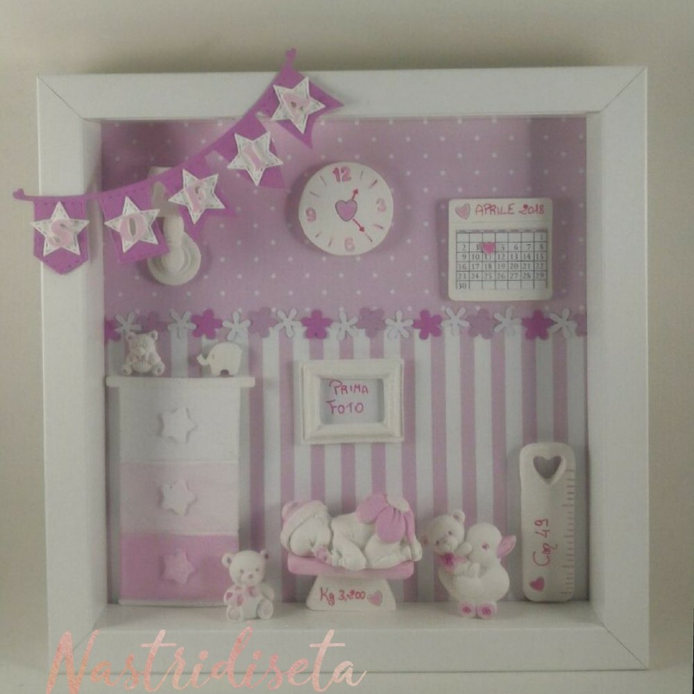 Quadretto nascita personalizzato in polvere di ceramica personalised nursery decor