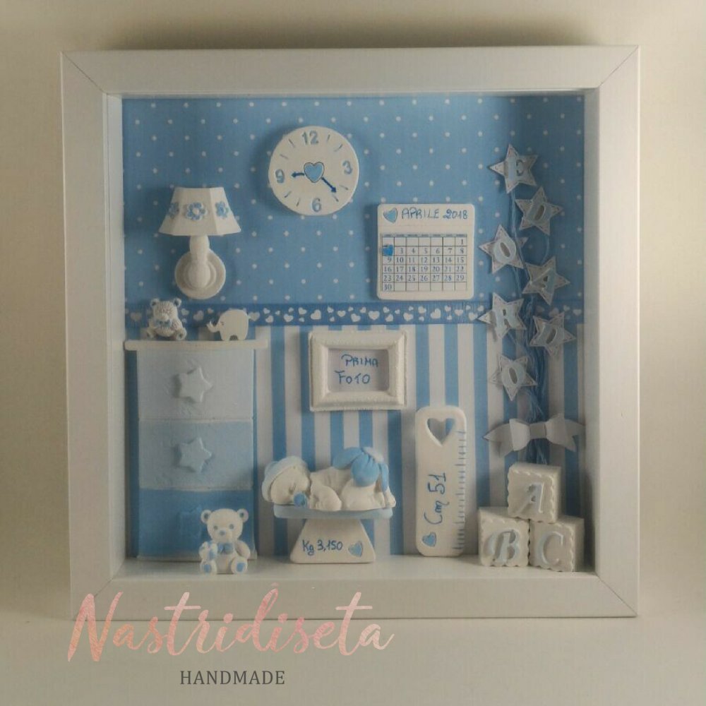 Quadretto nascita personalizzato in polvere di ceramica personalised nursery decor