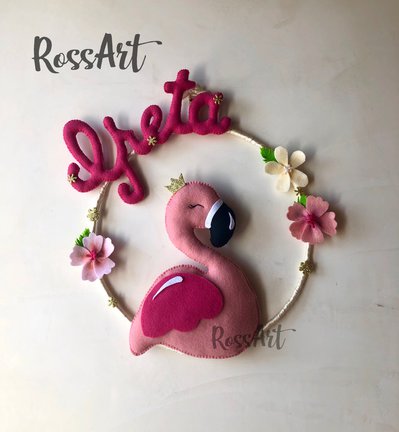 Fiocco nascita flamingo con fenicottero ibiscus 